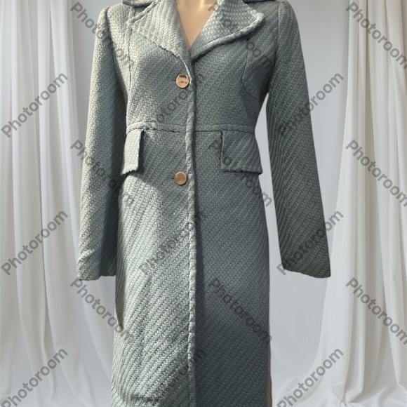 Light blue Trench Coat with Toggle Closures - Picture 3 of 9